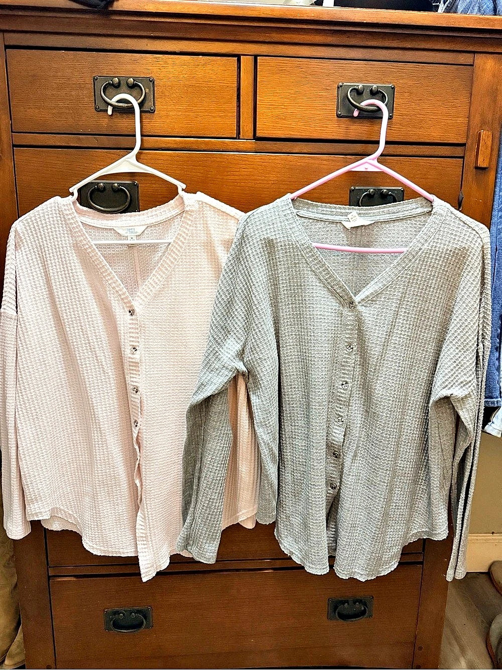 Time and Tru Two Cardigan Sweaters Pink & Gray Size Medium